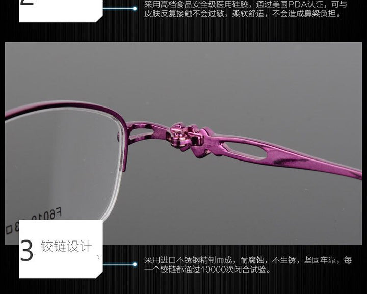 Women's Semi Rim Alloy Frame Eyeglasses F6019 Semi Rim Bclear