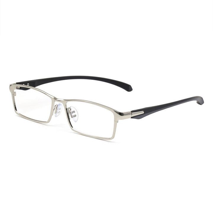 Hotochki Men's Full Rim IP Electronic Plated Alloy Metal Frame Eyeglasses Full Rim Hotochki Silver