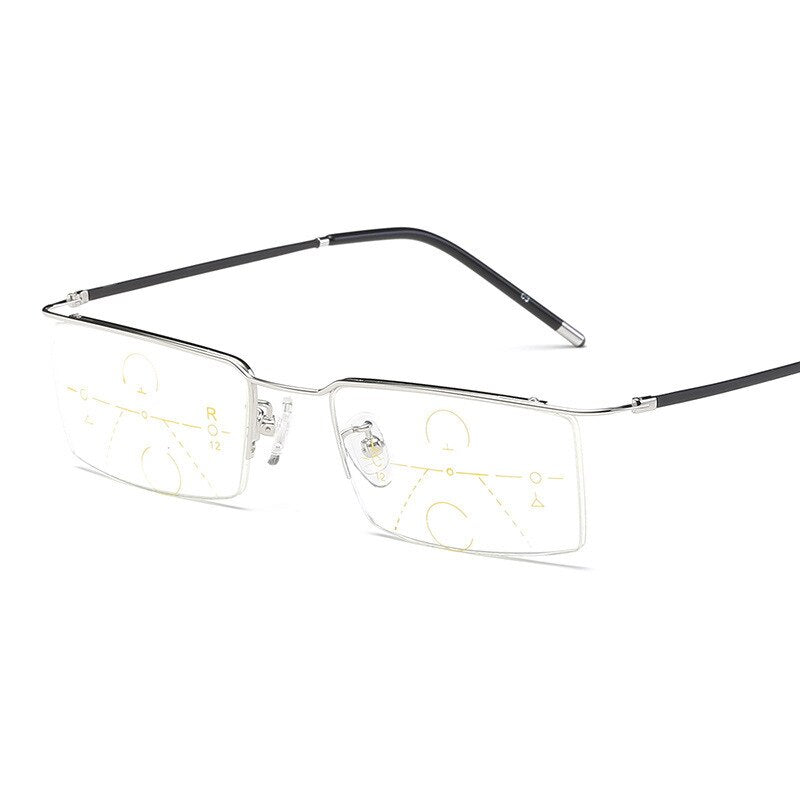 Brightzone Men's Reading Glasses Semi Rim Alloy Progressive Reading Glasses Brightzone