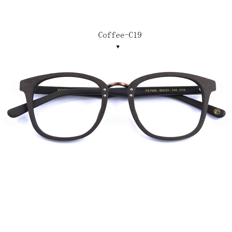 Hdcrafter Men's Full Rim Round Metal Wood Frame Eyeglasses Ps7083 Full Rim Hdcrafter Eyeglasses Coffee