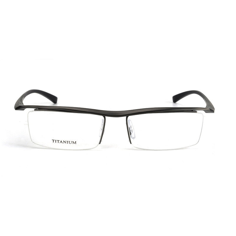 Hotony Men's Semi Rim Browline Titanium Frame Eyeglasses P8189 Semi Rim Hotony gray