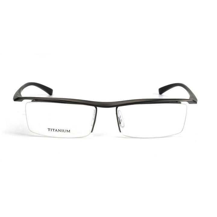 Hotony Men's Semi Rim Browline Titanium Frame Eyeglasses P8189 Semi Rim Hotony gray
