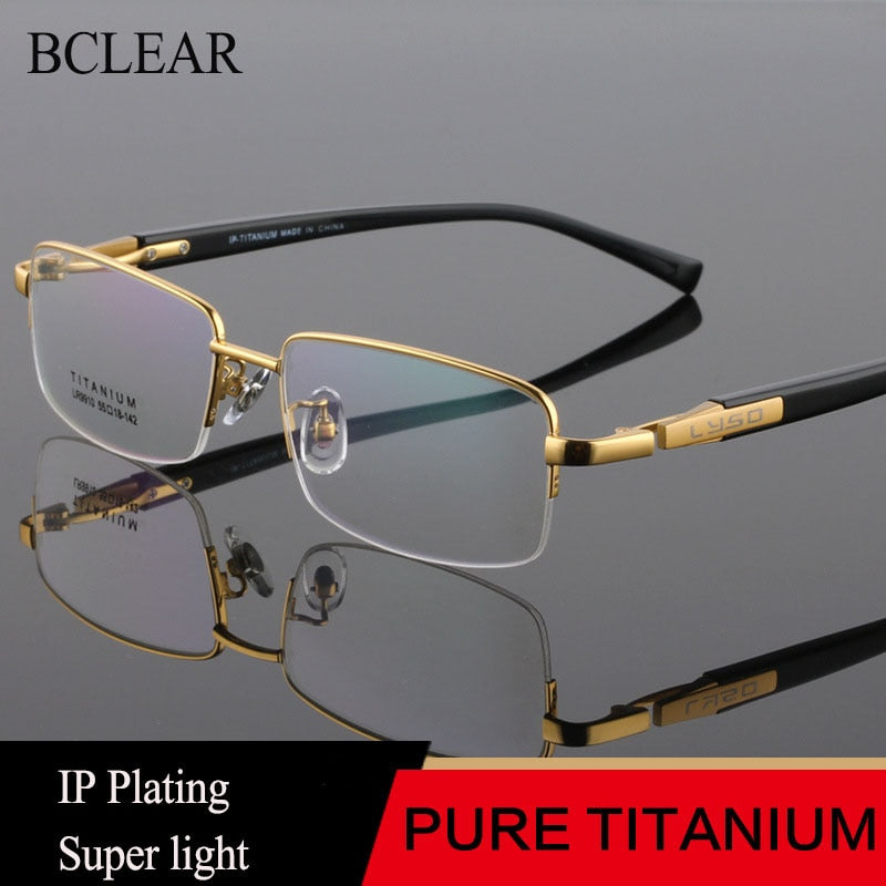 Bclear Men's Eyeglasses Titanium Acetate Lr9910 Full Rim Bclear Gold