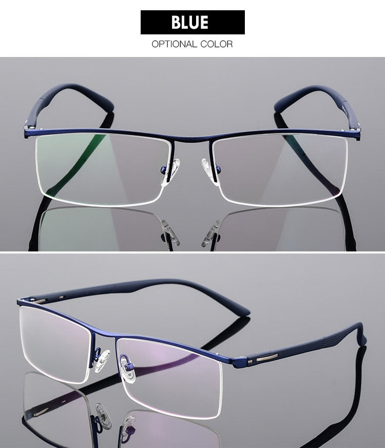 Men's Titanium Alloy Eyeglasses Half Rim Frame P8831 Semi Rim Bclear
