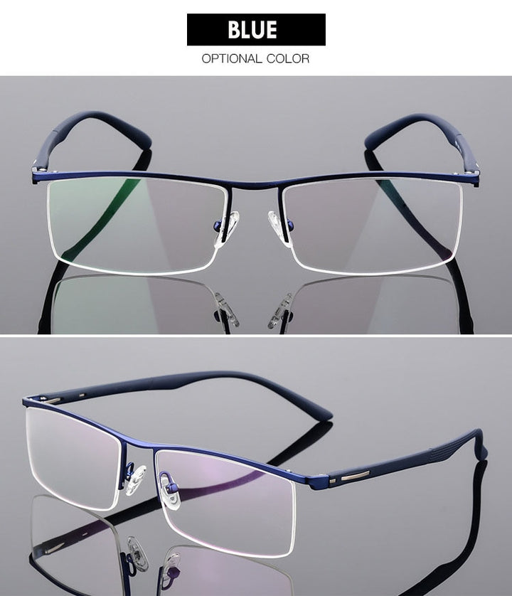 Men's Titanium Alloy Eyeglasses Half Rim Frame P8831 Semi Rim Bclear