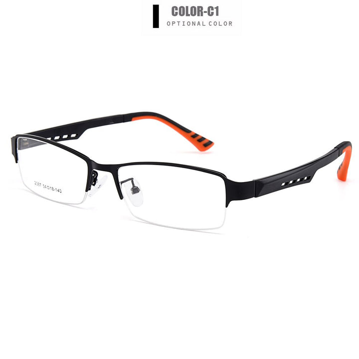 Gmei Men's Semi Rim Square Tr 90 Titanium Alloy Eyeglasses Y2387 Semi Rim Gmei Optical C1