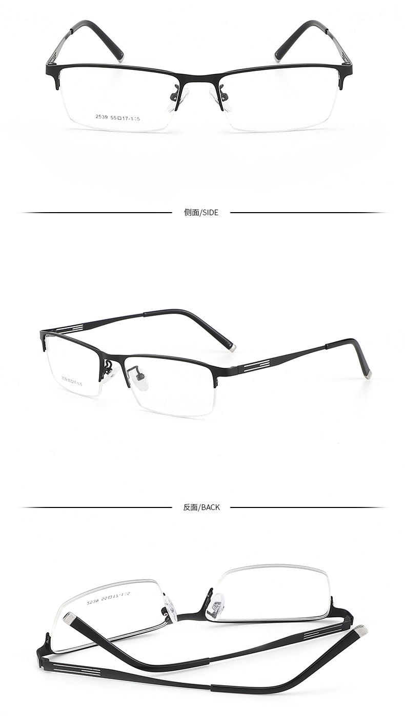 Men's Titanium Alloy Square Semi Rim Eyeglasses Sc2539 Semi Rim Bclear