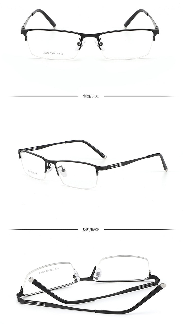 Men's Titanium Alloy Square Semi Rim Eyeglasses Sc2539 Semi Rim Bclear
