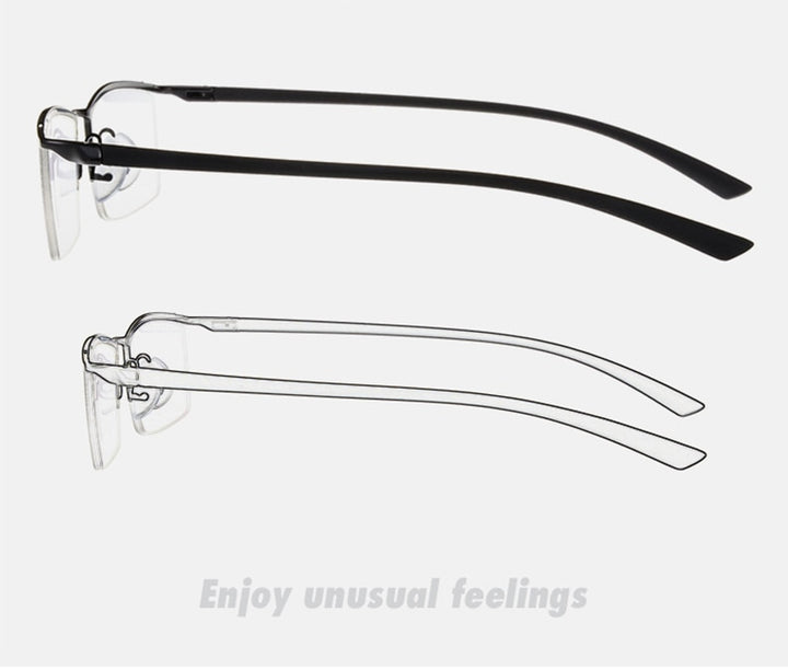 Reven Jate Men's Semi Rim Browline Alloy Eyeglasses P8190 Semi Rim Reven Jate