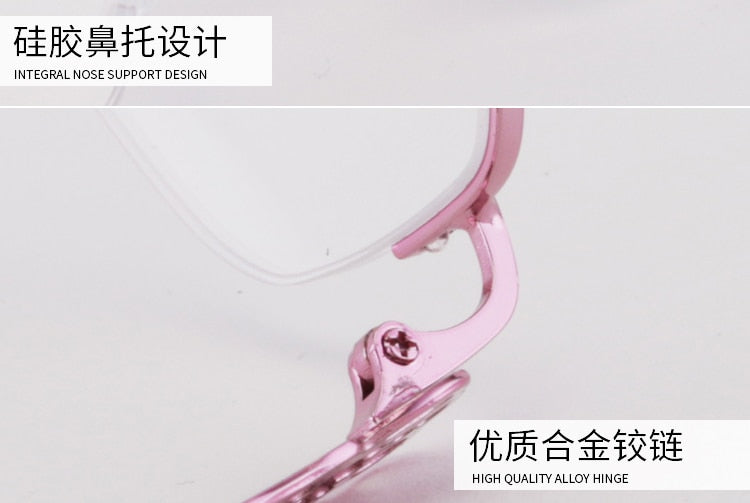 Women's Half Rim Hollow Alloy Frame Eyeglasses 6075 Semi Rim Bclear