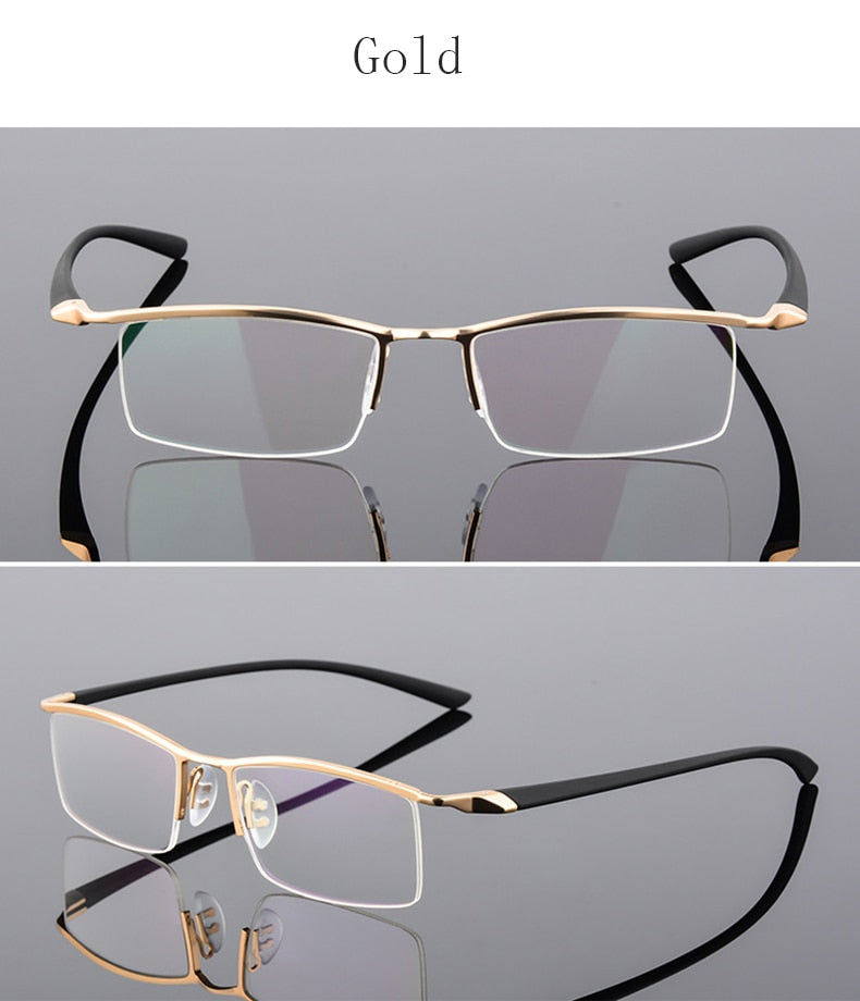 Hotony Men's Semi Rim Browline Alloy Frame Eyeglasses P8190 Semi Rim Hotony