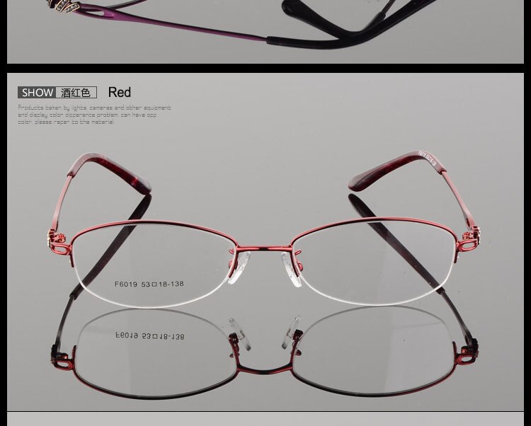 Women's Semi Rim Alloy Frame Eyeglasses F6019 Semi Rim Bclear
