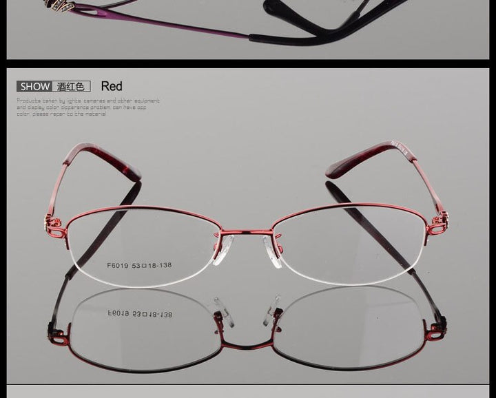 Women's Semi Rim Alloy Frame Eyeglasses F6019 Semi Rim Bclear