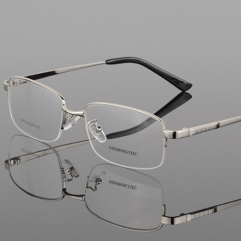 Bclear Men's Semi Rim Alloy Square Eyeglasses 872 Semi Rim Bclear Silver