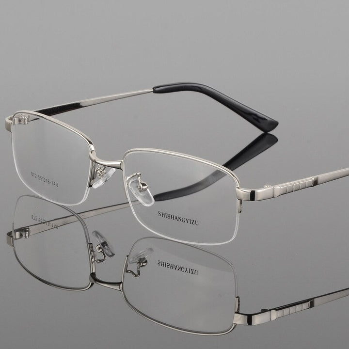 Bclear Men's Semi Rim Alloy Square Eyeglasses 872 Semi Rim Bclear Silver