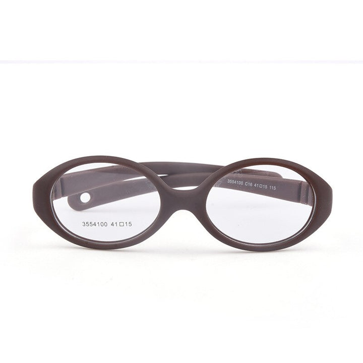 Unisex Children's Oval Titanium Plastic Framed Eyeglasses Frame Brightzone C16 Brown  
