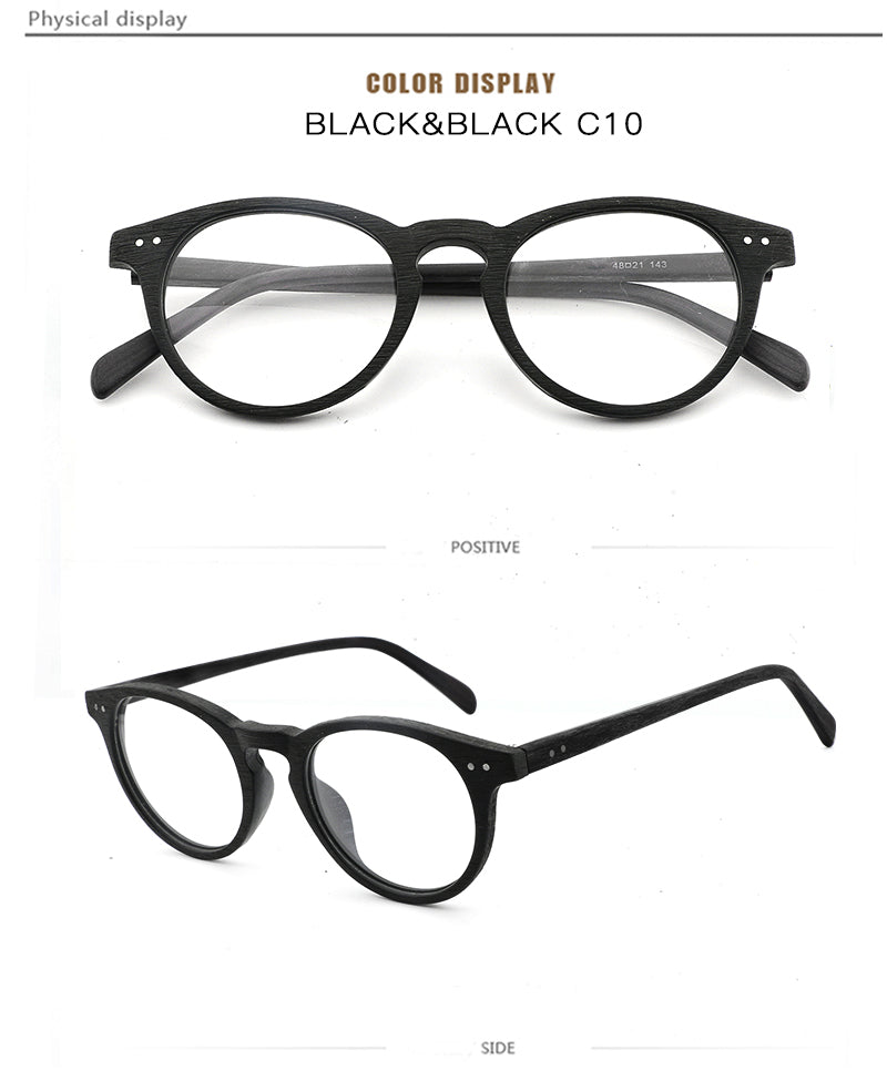 Hdcrafter Unisex Full Rim Round Wood Frame Eyeglasses Lhb030 Full Rim Hdcrafter Eyeglasses