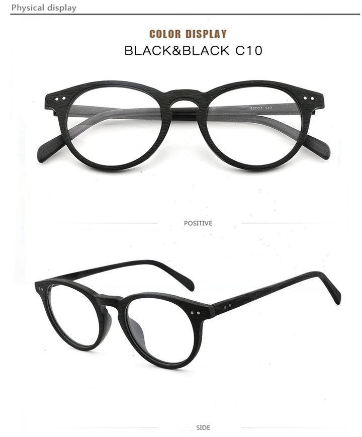Hdcrafter Unisex Full Rim Round Wood Frame Eyeglasses Lhb030 Full Rim Hdcrafter Eyeglasses