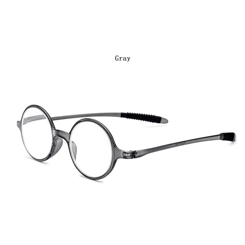 Hdcrafter Unisex Full Rim Round Acetate Frame Presbyopia Reading Glasses 236 Reading Glasses Hdcrafter Eyeglasses +100 gray