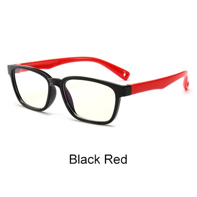 Ralferty Kids Square Eyeglasses Anti-blue Light TR90 Flexible M8140 Full Rim Ralferty Black Red