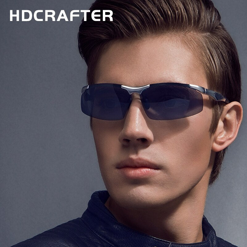 Hdcrafter Men's Rimless Aluminum Magnesium Rectangle Frame Polarized Sunglasses E300 Sunglasses HdCrafter Sunglasses