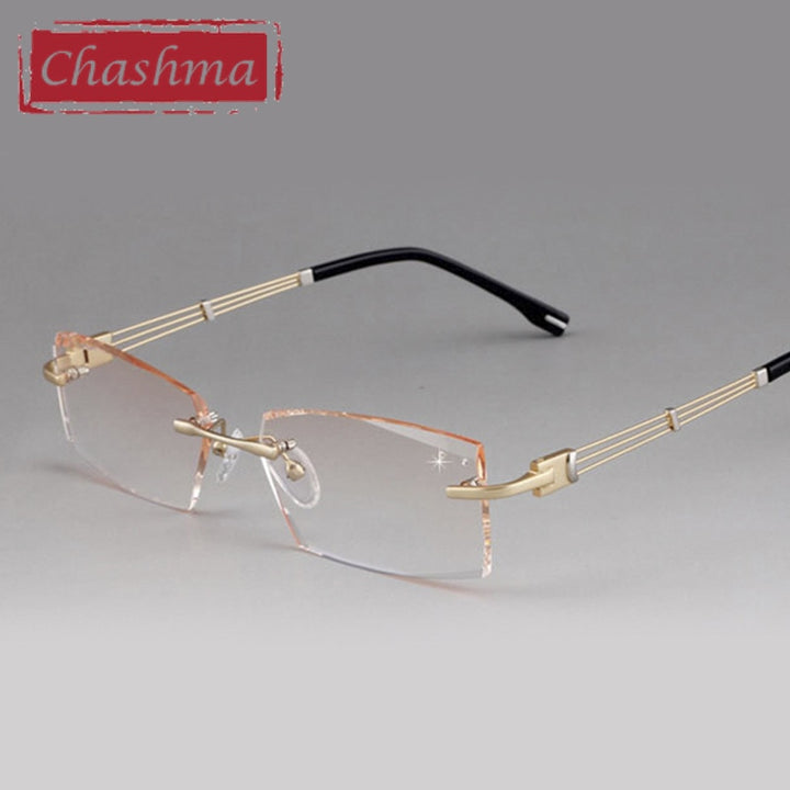 Chashma Men's Rimless Square Alloy Eyeglasses 58128 Rimless Chashma