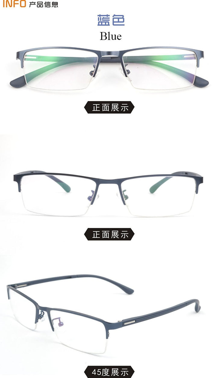 Bclear Men's Semi Rim Square Alloy Eyeglasses A1508 Semi Rim Bclear Blue