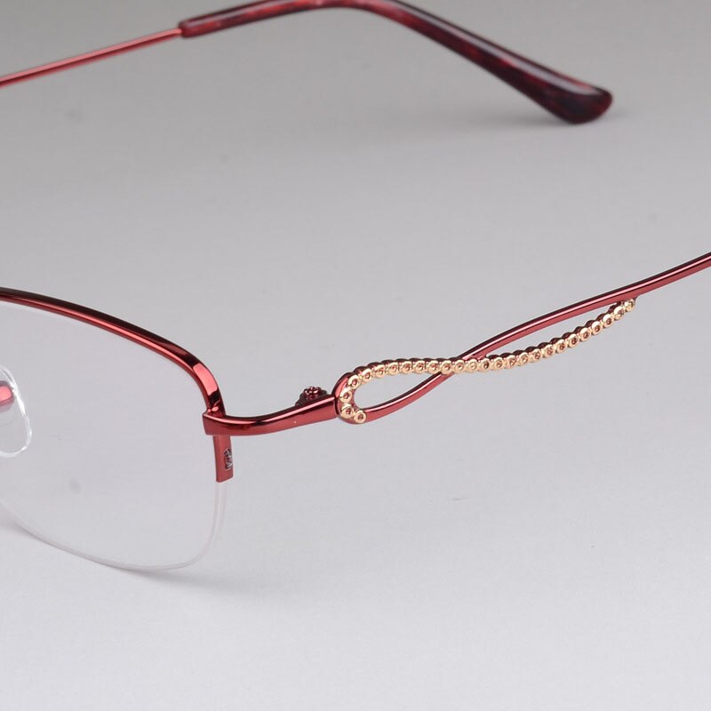 Women's Half Rim Alloy Frame Eyeglasses F6051 Semi Rim Bclear