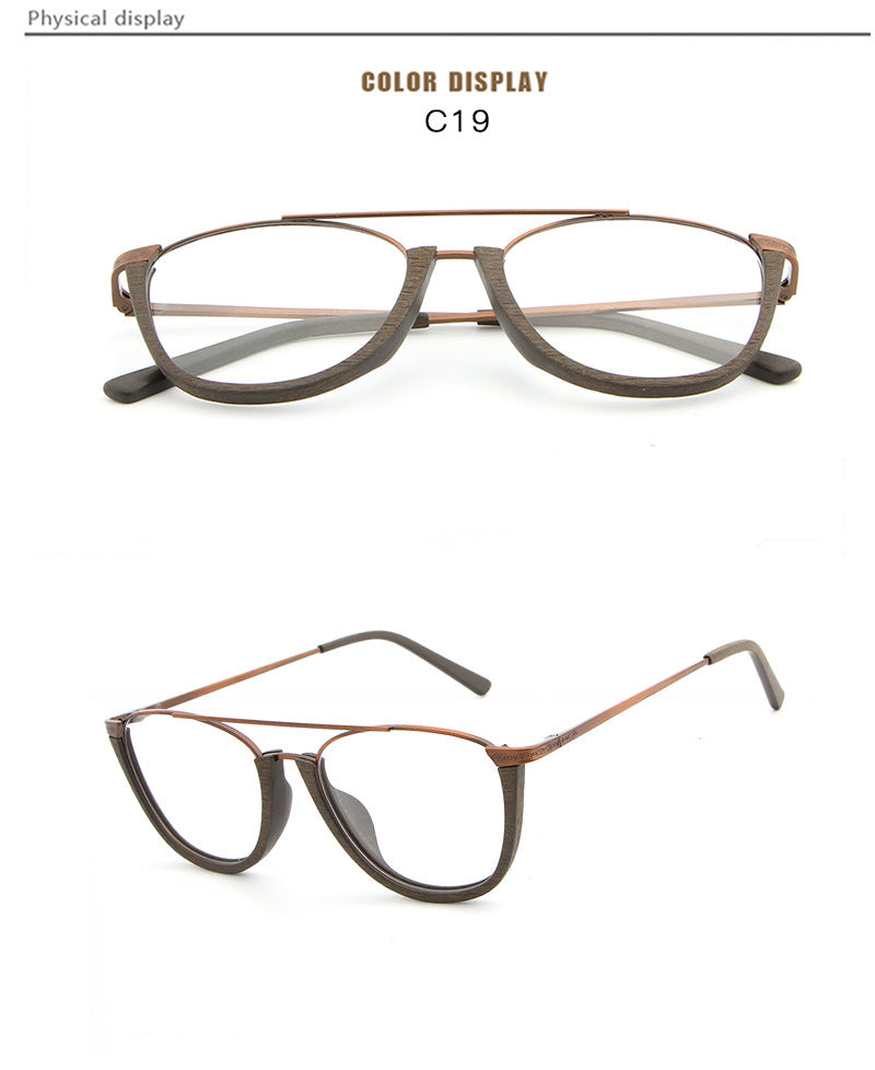 Hdcrafter Unisex Full Rim Round Double Bridge Wood Metal Frame Eyeglasses Hb032 Full Rim Hdcrafter Eyeglasses