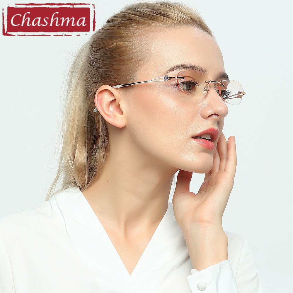 Chashma Women's Rimless Square Titanium Eyeglasses R856 Rimless Chashma