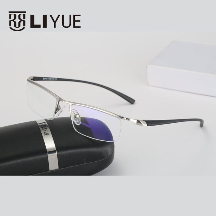 Oveliness Men's Semi Rim Square Alloy Eyeglasses 8199 Semi Rim Oveliness silver