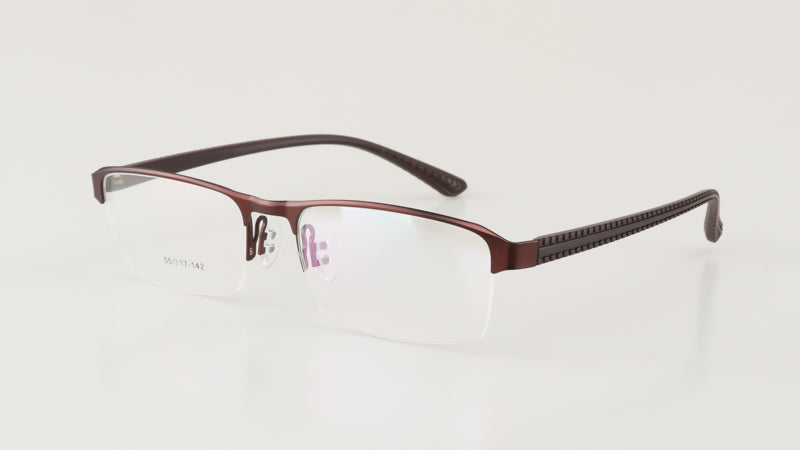 Hdcrafter Men's Semi Rim Rectangle Titanium Alloy Frame Photochromic Reading Glasses 9bs Reading Glasses Hdcrafter Eyeglasses