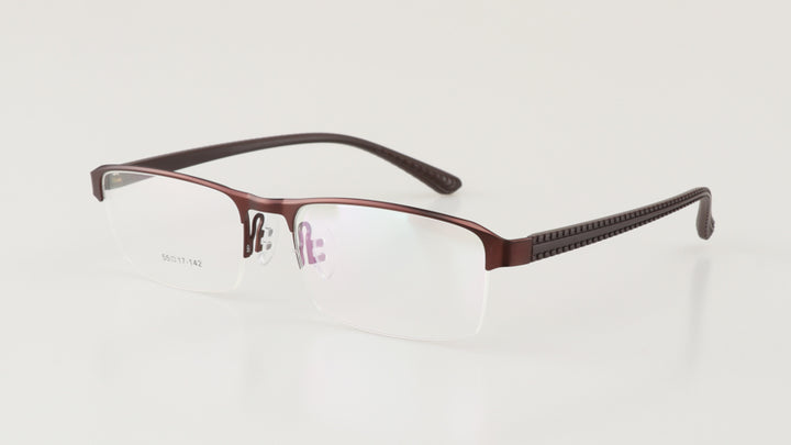 Hdcrafter Men's Semi Rim Rectangle Titanium Alloy Frame Photochromic Reading Glasses 9bs Reading Glasses Hdcrafter Eyeglasses