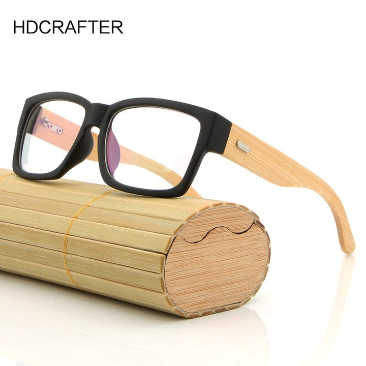 Hdcrafter Unisex Full Rim Oversized Rectangle Wood Eyeglasses 6823 Full Rim Hdcrafter Eyeglasses