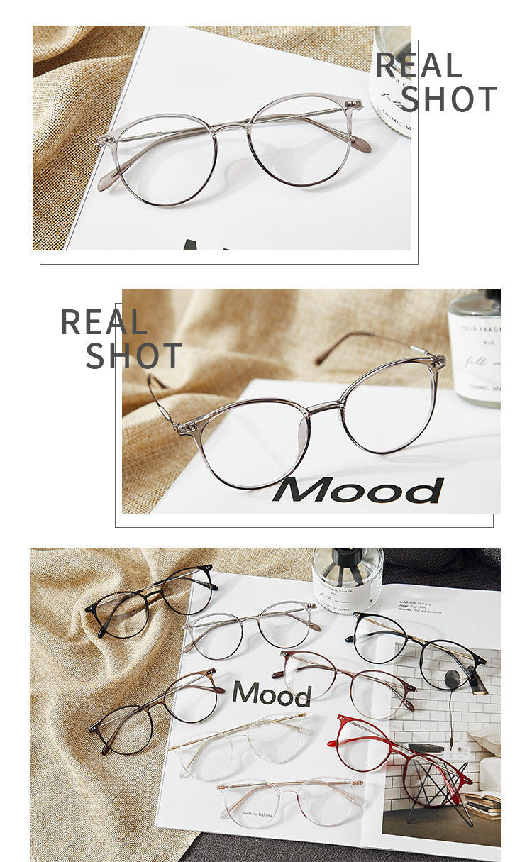 Hotony Unisex Full Rim Round Acetate Alloy Frame Eyeglasses Full Rim Hotony