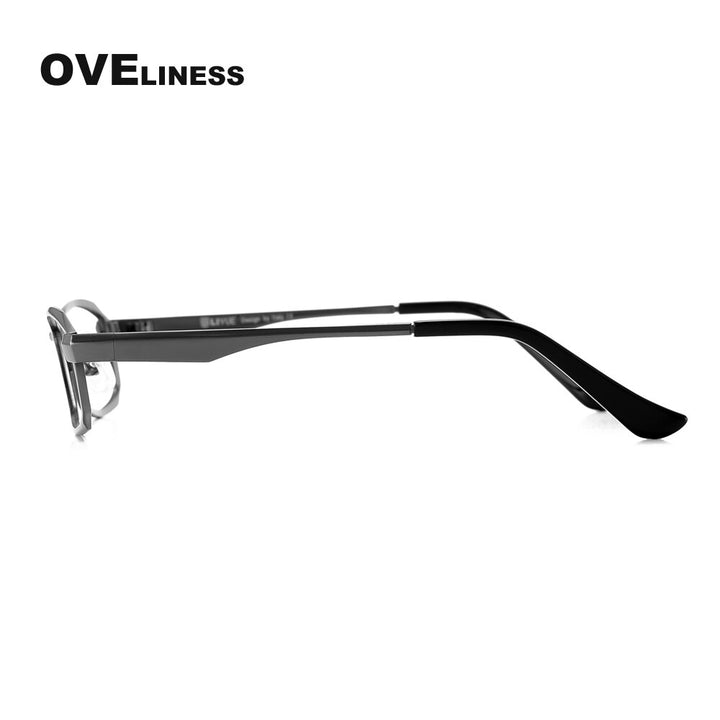 Oveliness Men's Full Rim Rectangle Titanium Eyeglasses P8718 Full Rim Oveliness