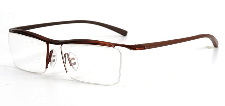 Hotony Men's Semi Rim Browline Titanium Frame Eyeglasses P8189 Semi Rim Hotony Auburn
