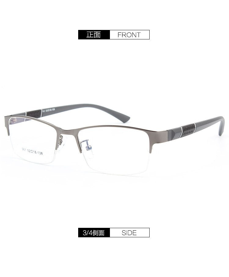 Bclear Men's Semi Rim Alloy Tr 90  Square Eyeglasses  961 Semi Rim Bclear
