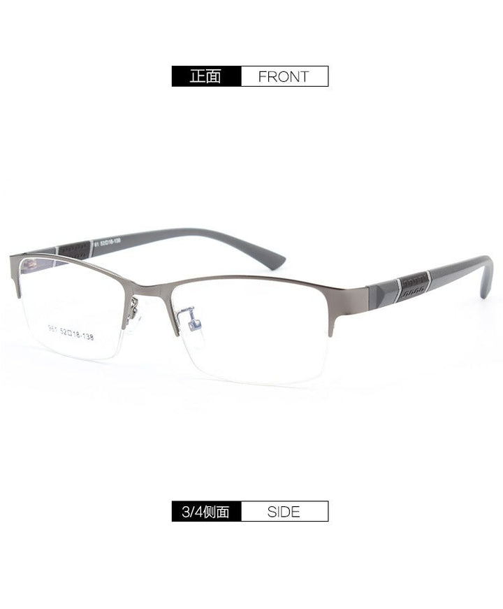Bclear Men's Semi Rim Alloy Tr 90  Square Eyeglasses  961 Semi Rim Bclear