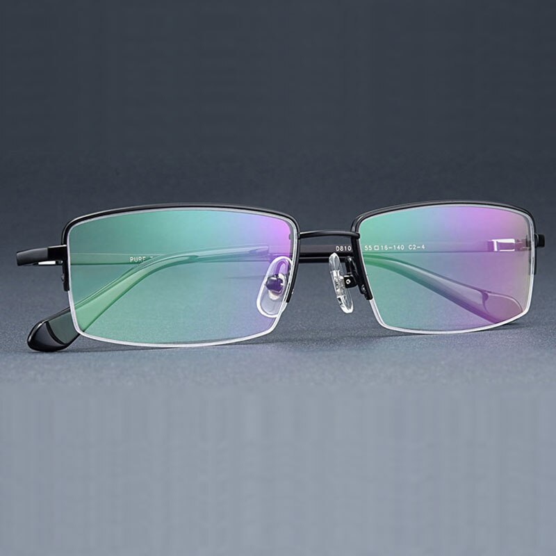 Hotochki Men's Semi Rim Square Titanium Progressive Reading Glasses D81075 Reading Glasses Hotochki