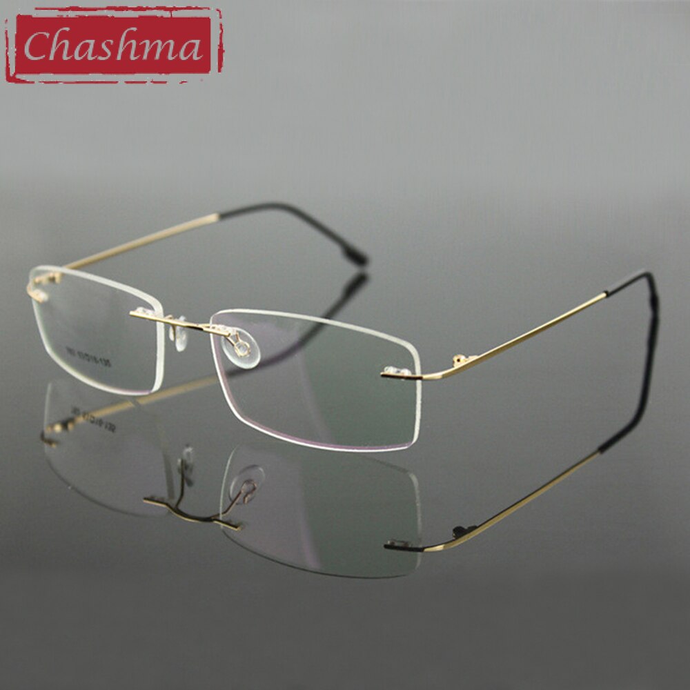 Chashma Ottica Unisex Rimless Rectangle Titanium Alloy Eyeglasses 763 Rimless Chashma Ottica