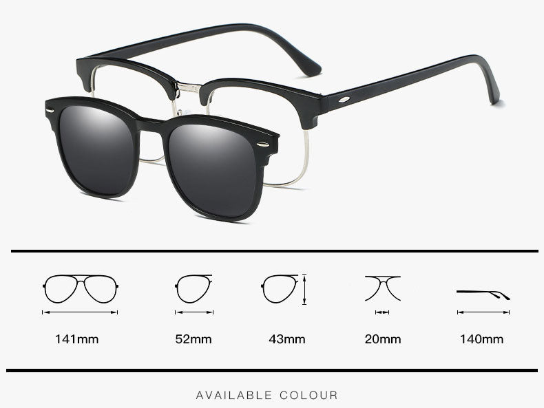 Reven Jate Men's Full Rim Square Polycarbonate Eyeglasses Clip On Polarized Sunglasses 2218 With Clip Ons Reven Jate