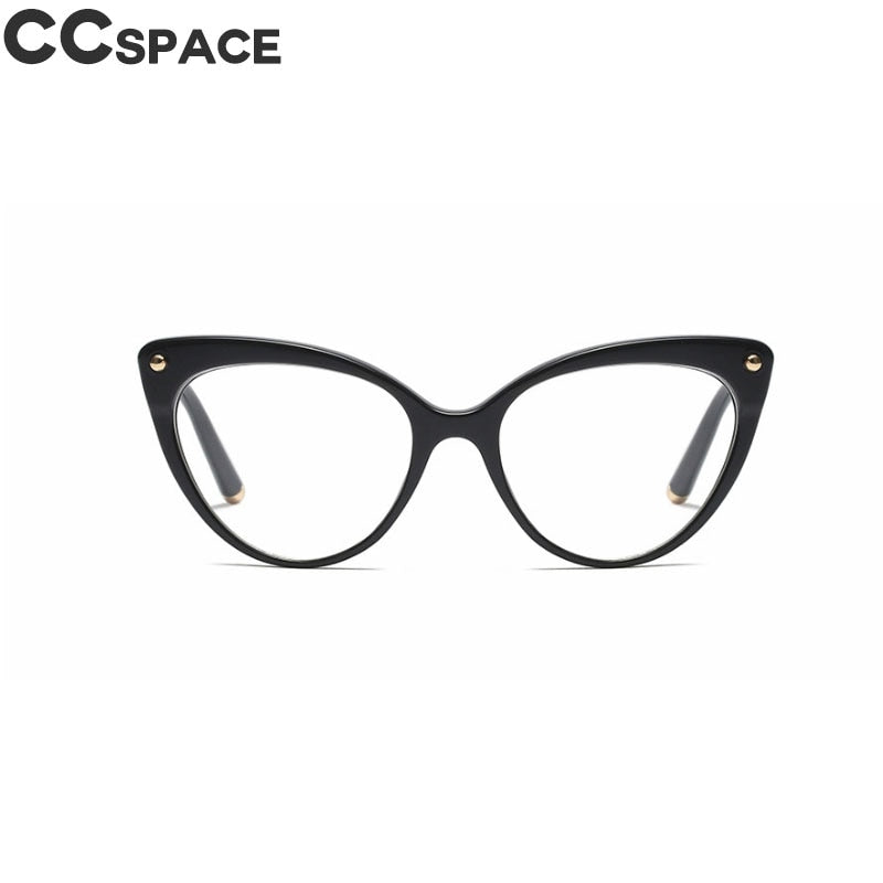 CCspace Women's Full Rim Cat Eye Tr 90 Resin Frame Eyeglasses 45639 Full Rim CCspace C1 bright black