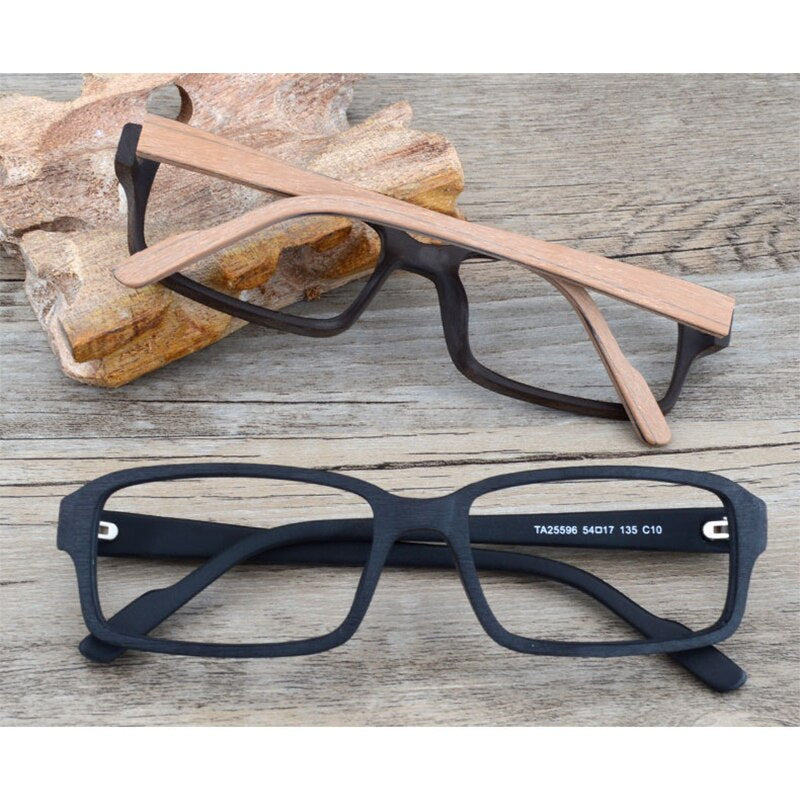 Hdcrafter Unisex Full Rim Eyeglasses Wood Rectangular Ta25596 Full Rim Hdcrafter Eyeglasses