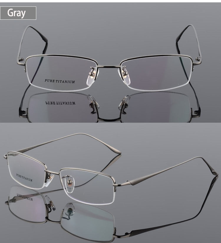 Unisex Titanium Half Rim Eyeglasses Round Box Frame 8272 Semi Rim Bclear