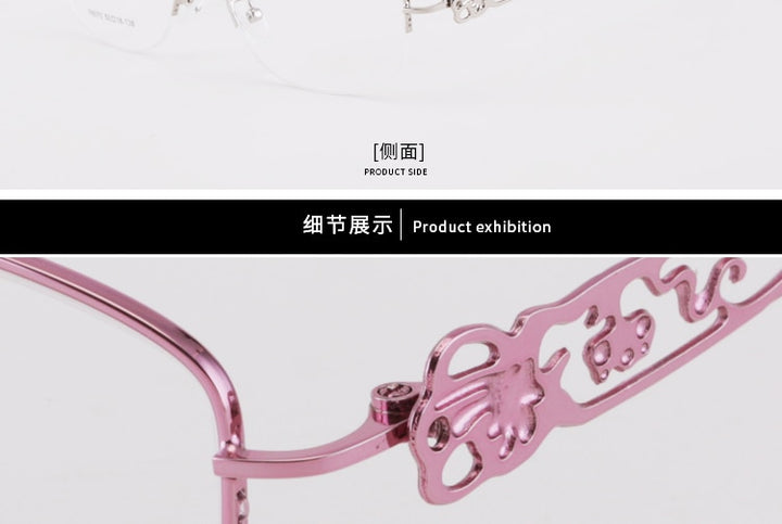 Women's Half Rim Hollow Alloy Frame Eyeglasses 6075 Semi Rim Bclear