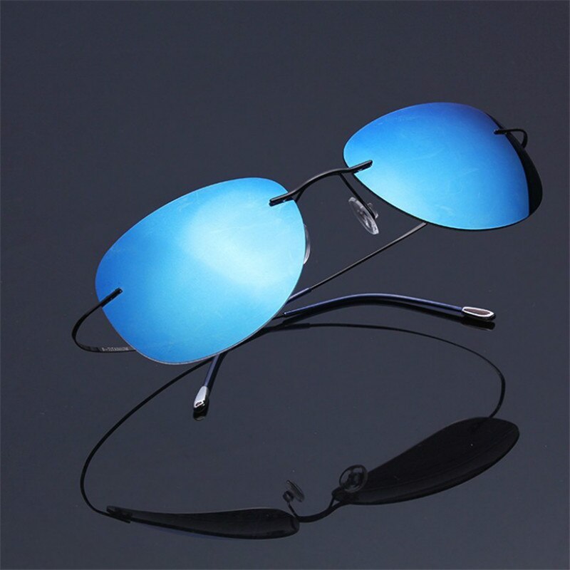 Brightzone Men's Sunglasses Oval Titanium Rimless Polarized 1258 Rimless Brightzone
