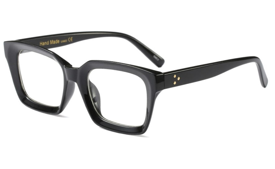 CCspace Unisex Full Rim Square Resin Rivet Frame Eyeglasses 45440 Full Rim CCspace C4 black clear