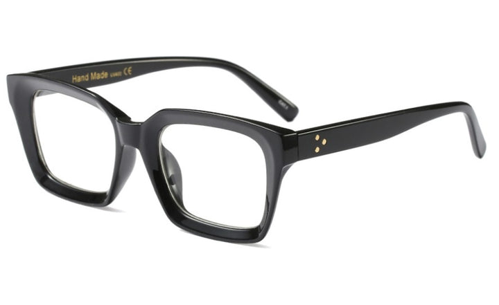 CCspace Unisex Full Rim Square Resin Rivet Frame Eyeglasses 45440 Full Rim CCspace C4 black clear