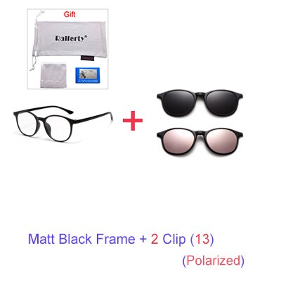 Ralferty 6 In 1 Magnet Sunglasses Women Polarized Eyeglass Frame With Clip On Glasses Men Round Uv400 Tr90 3D Yellow A2245 With Clip Ons Ralferty 1Frame 2 Clip 13